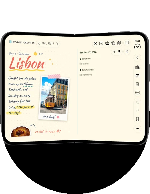 Penjo on iPhone Duo, open like a book