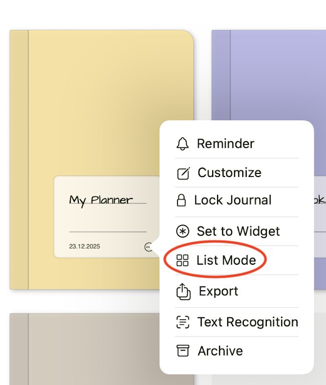 List Mode screenshot