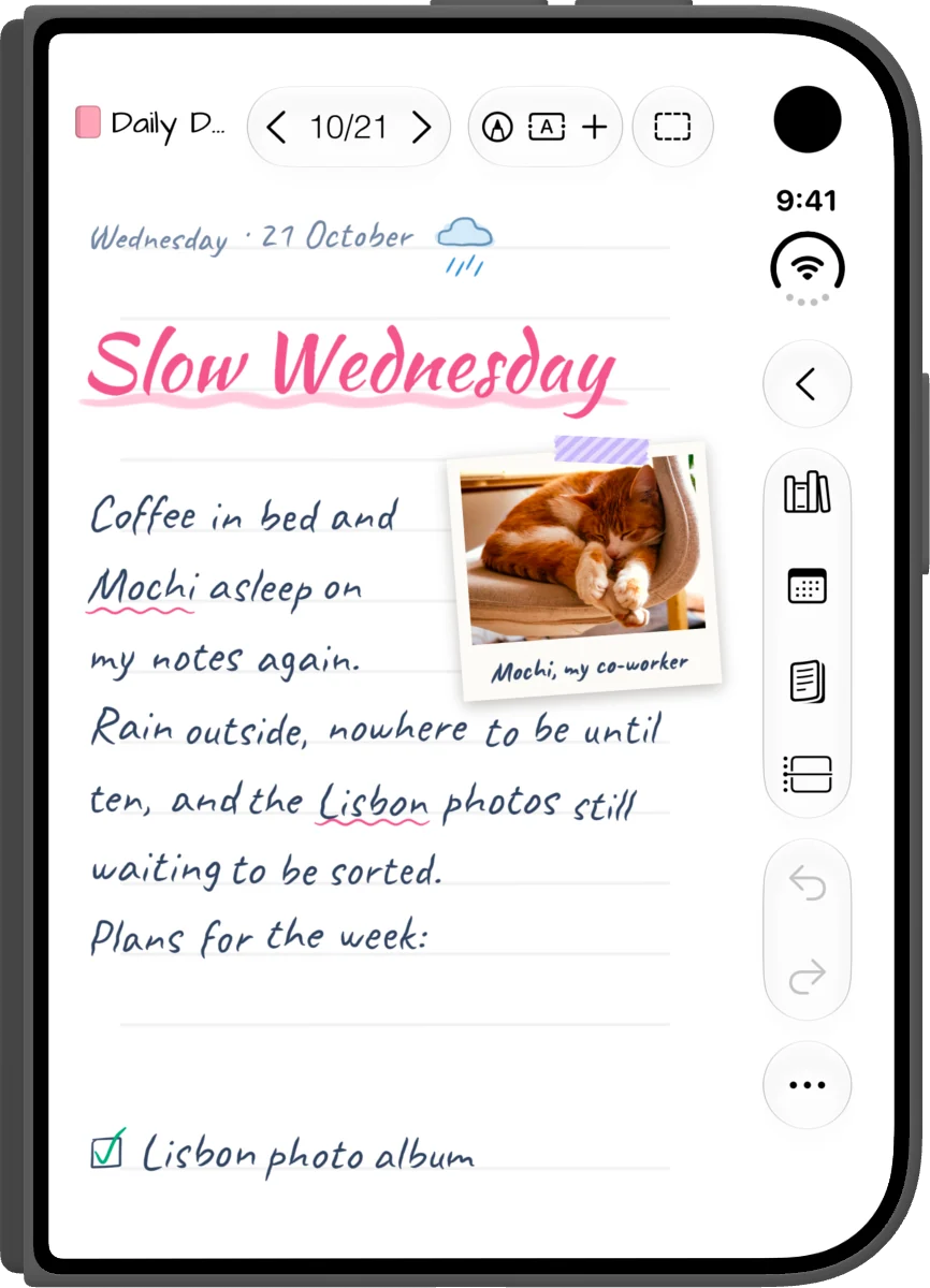 iPhone Duo closed: a handwritten diary page on the outer display